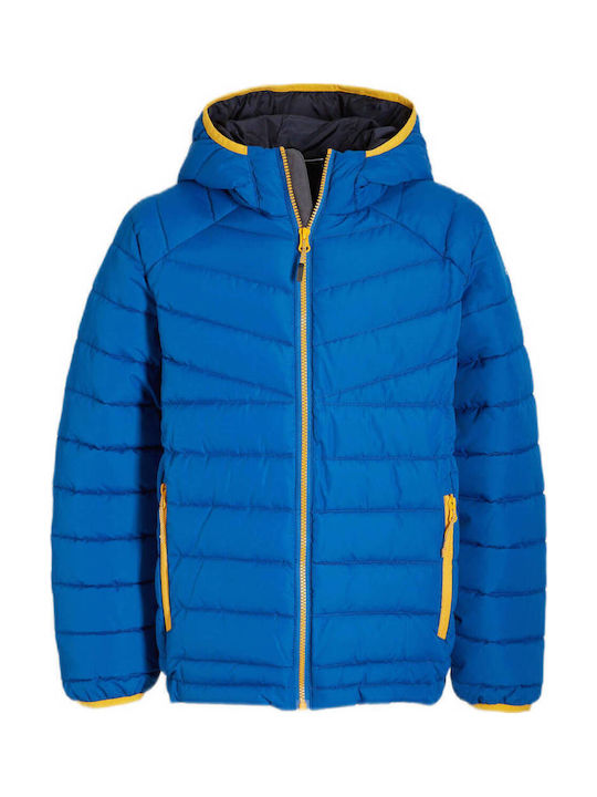 Down Kids Quilted Short Windproof with Lining Hooded Blue