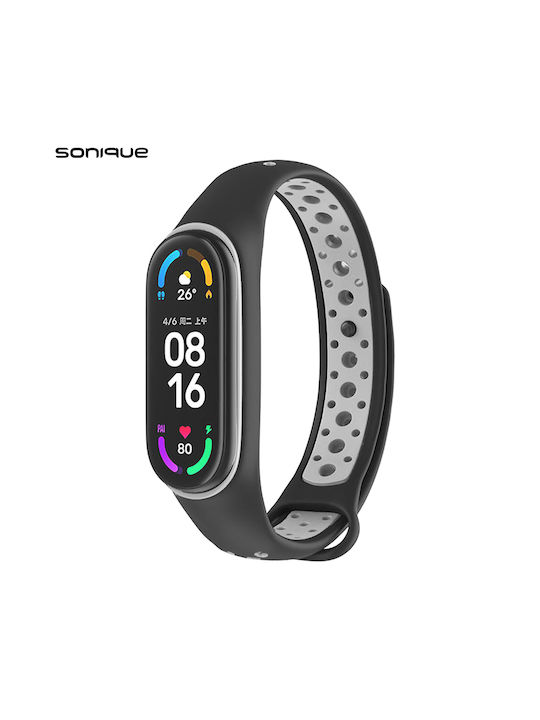 Sonique Sport Armband Silikon mit Pin Black / Grey (Smart Band 7)