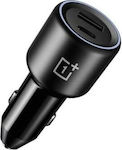 OnePlus Car Charger Black Supervooc with Ports: 1xUSB 1xType-C with Cable Type-C