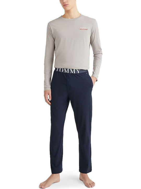 Tommy Hilfiger Χειμερινή Ανδρική Πιτζάμα Βαμβακερή Γκρι