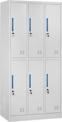 Elboron Metallic Galvanized Locker with 6 Shelves Ανοιχτό Γκρι 90x45x185cm