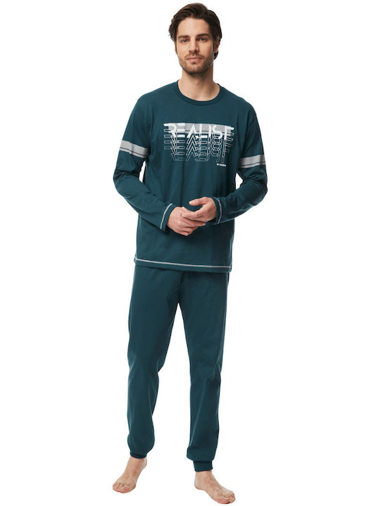 Minerva Men's Winter Cotton Pajamas Set Green