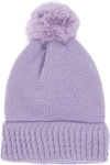 Verde Pom Pom Beanie Beanie with Knit in Lilac ...
