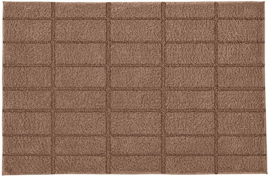 Kleine Wolke Bath Mat Cotton Square Tiles 9176342135 Brown 60x60cm