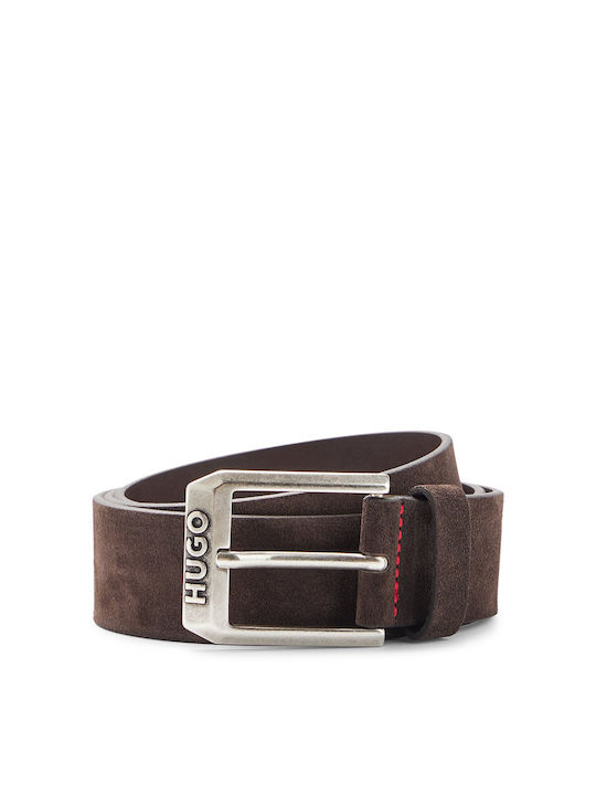 Hugo Boss Men's Leather Wide Belt Brown