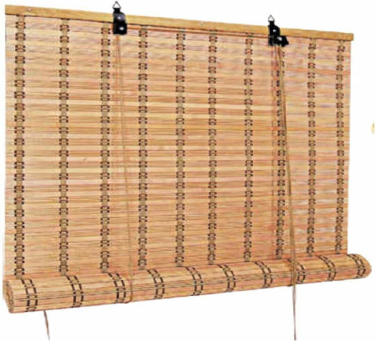 Klikareto Beschattungsrollo Bamboo in Braun Farbe L180xH180cm