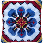 Indian Blue Broderie din Tesatura 22x22cm. LH3012