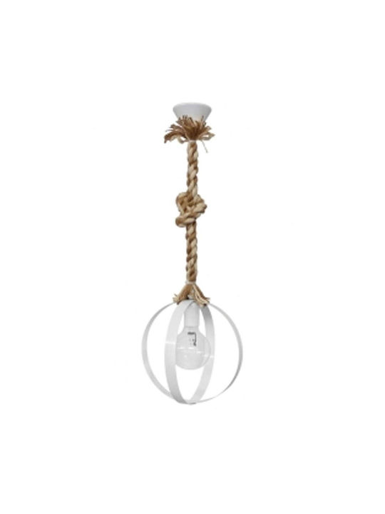 Heronia Lama Pendant Lamp with Rope E27 White