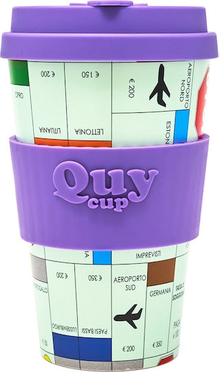QuyCup Vittoria Бамбукова чаша с капак, многоцветна, 400 ml