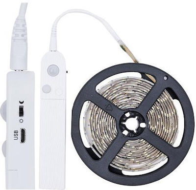 Je Cherche Une Idee Ταινία LED Τροφοδοσίας USB (5V) με Ψυχρό Λευκό Φως Μήκους 3m και 90 LED ανά Μέτρο με Αισθητήρα Κίνησης