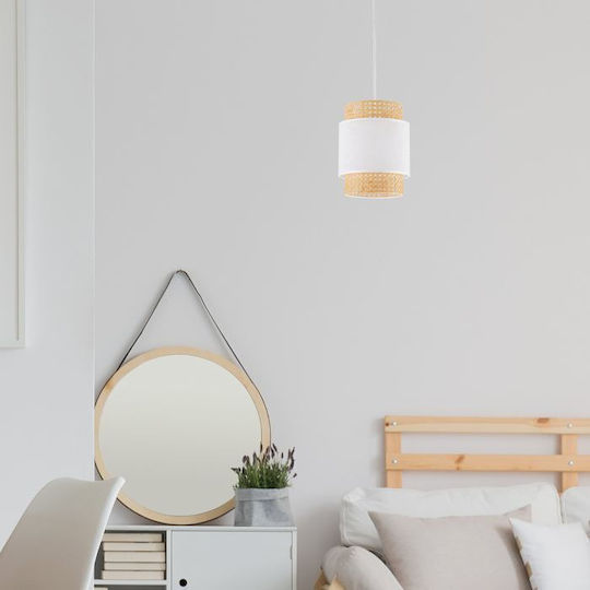 TK Lighting Boho Pendant Light White Boho Rail with Socket E27 20x20cm