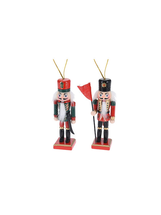 Zaros Christmas Wooden Nutcracker Ornament 10.5x13.5cm 2pcs (Μiscellaneous Colors)