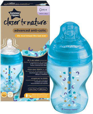 Tommee Tippee Plastikflasche Advanced Anti-Colic Gegen Koliken mit Silikonsauger für 0+, 0+ m, Monate Blue 260ml 1Stück