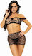 Leg Avenue 86138 Top, Skirt & String Black