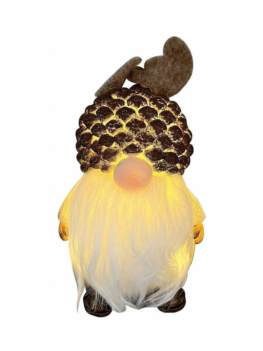 Lianos Illuminated Christmas Plastic Figure Dwarf Beige Length 7.5cm