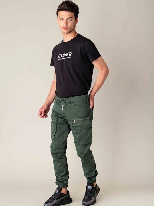 Cover Jeans Мъжко Панталони Карго Гума в Релаксираща Прилепналост Каки