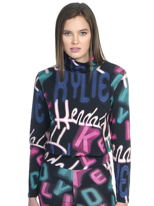 Psycho Print Women's Blouse Cotton Long Sleeve Black