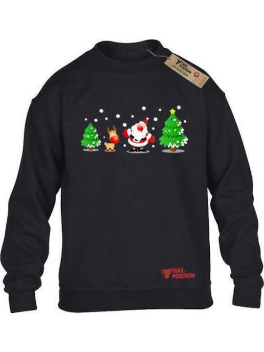 Παιδικό Φούτερ Μαύρο Christmas Santa Claus Reindeer