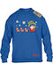 Kids Sweatshirt Blue Christmas Santa Claus Cartoon