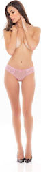 Rene Rofe Surrender Γυναικείο Sexy Brazil Αυτοκινήτου με Δαντέλα Crotchless Panty Pink