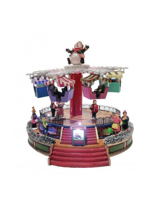 Lianos Christmas Illuminated Decorative Carousel with Music and Movement 28x26x22cm.