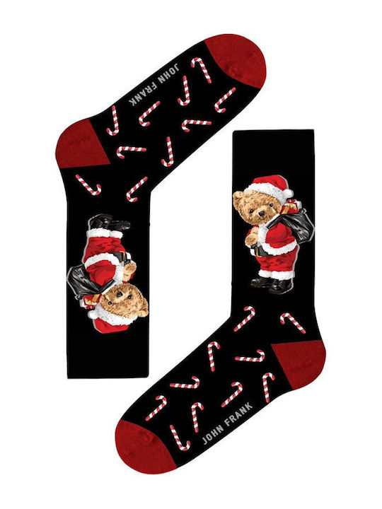 John Frank Christmas Teddy Ανδρικές Χριστουγεννιάτικες Κάλτσες Μαύρες
