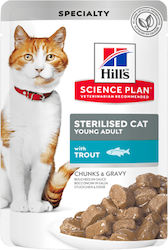 Hill's Science Plan Sterilised Cat Wet Food for Neutered Adult Cat in Pouch with Trout 3x85gr