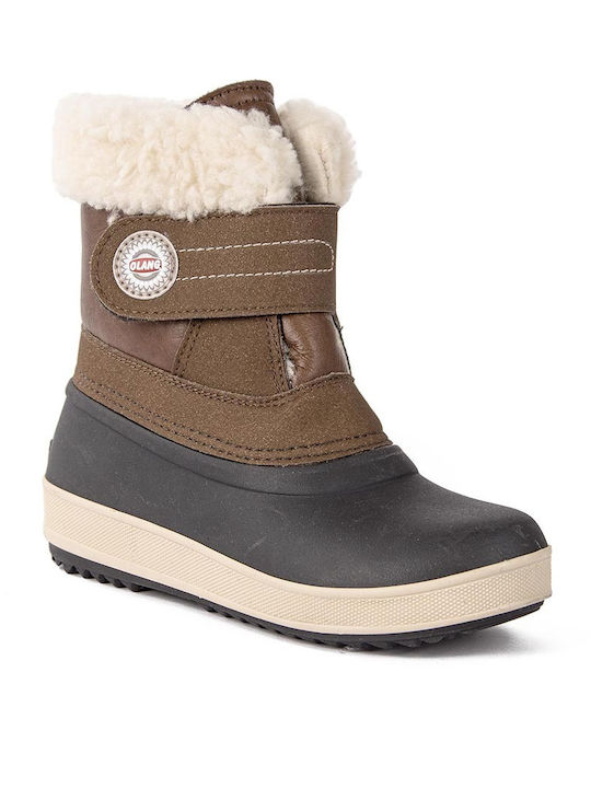 Kids Snow Boots with Velcro Brown