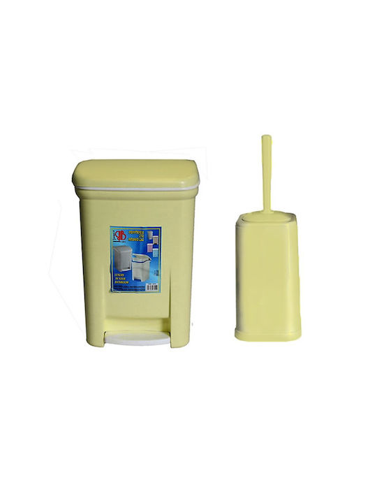 Viomes 85.155215/78 Plastic Toilet Brush and Bin Set 13.5lt Beige