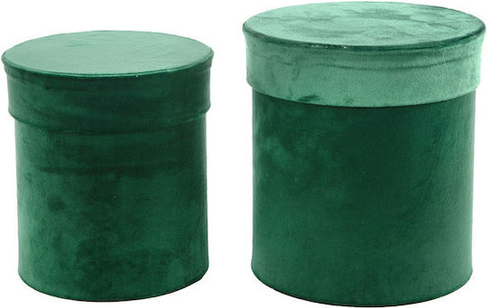 JK Home Decoration Royal Velvet Fabric Christmas Box for Gift Green 2pcs