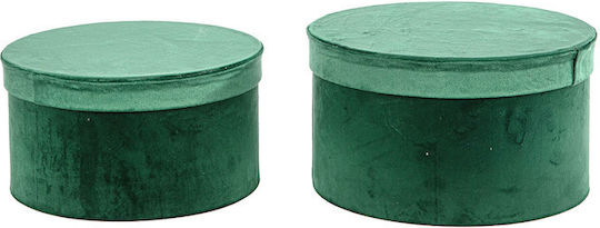 JK Home Decoration Royal Velvet Fabric Christmas Box for Gift Green 2pcs