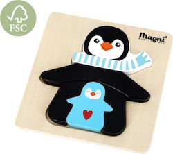 Wooden Kids Peg Puzzle Daddy Penguin for 1.5+ years+ Years 3pcs Magni Wooden Kids Peg Puzzle Daddy Penguin for 1.5+ years+ Years 3pcs Magni