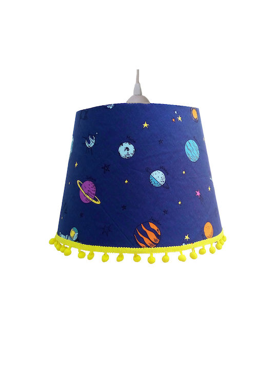 Oxygen Out of Space Single Bulb Kids Lighting Pendant of Fabric with Drive Size E27 In Blue Colour