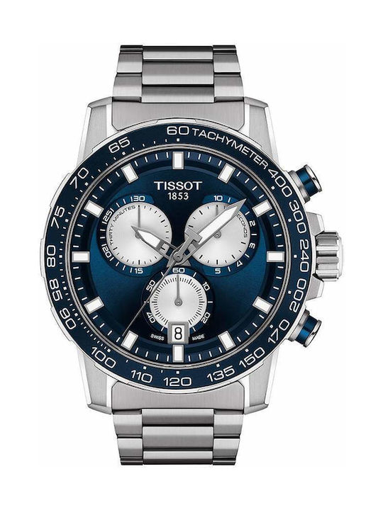 Tissot Supersport Ανδρικό Ρολόι 45mm Χρονογράφος Μπαταρίας με Ασημί Μεταλλικό Μπρασελέ