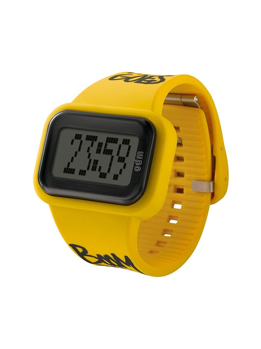 ODM Digital Watch Battery with Yellow Rubber Strap