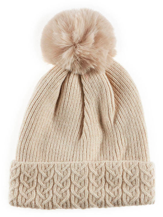 Verde Pom Pom Beanie Frauen Beanie in Ecru Farbe