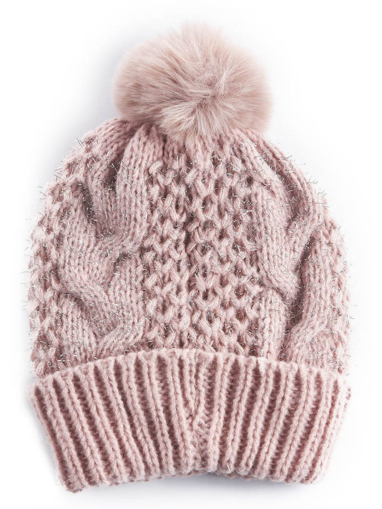 Verde Pom Pom Beanie Frauen Beanie mit Strickmuster in Rosa Farbe