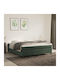 Double Bed Mattress Base Upholstered with Fabric Dark Green for Mattress 160x200cm