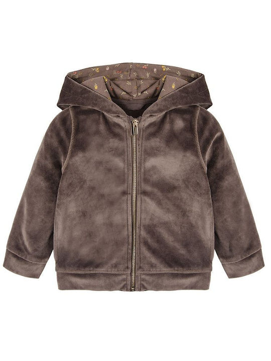 Cool Club Girls Hooded Cardigan with Zipper Brown