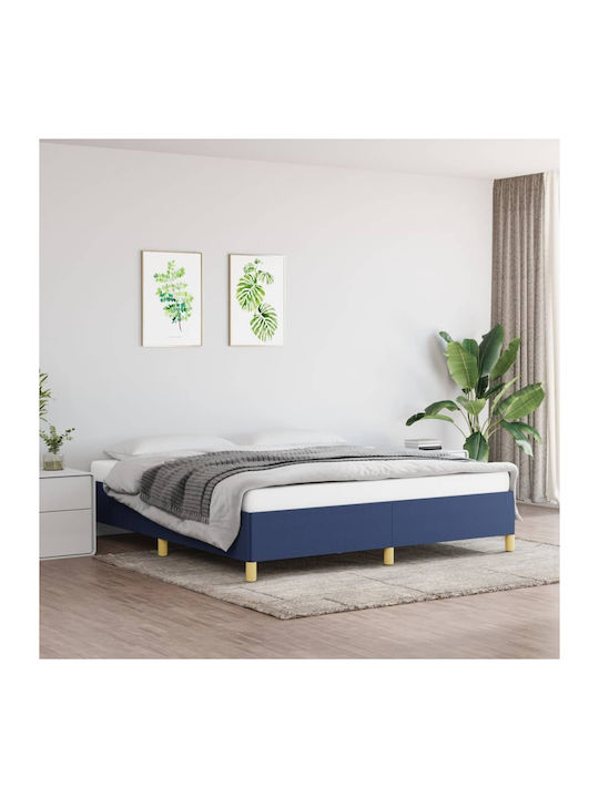 Double Bed Upholstered with Fabric Blue for Mat...