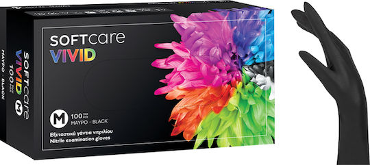 Soft Care Vivid Nitrile Gloves Powder Free in Black Colour 500 pcs