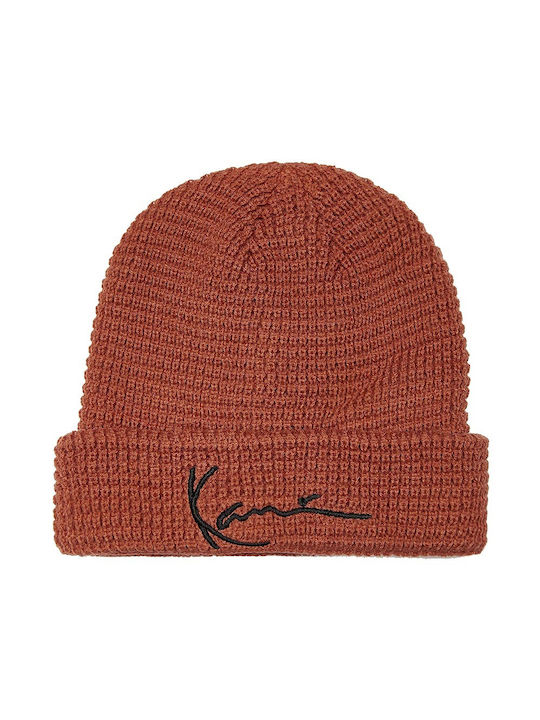 Karl Kani Signature Fisherman Beanie Männer Beanie mit Rippstrick in Braun Farbe