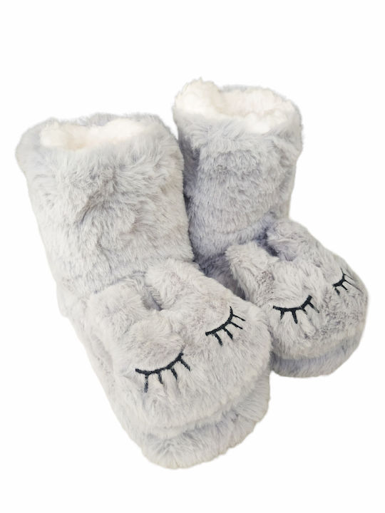 CHILDREN'S SLIPPERS BOOTS WITH BEAR FUR GREY YT-210