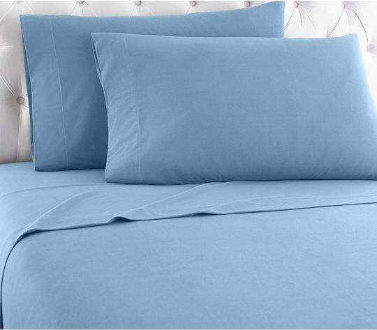 TnS Sheet for Single Bed with Elastic 100x200+25cm. Light Blue