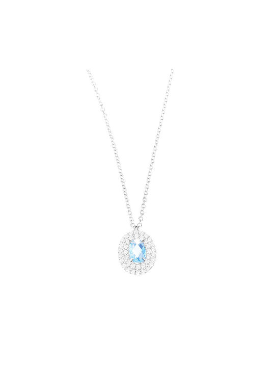 Necklace White gold k14 with topaz and cubic zirconia Rosetta 45cm Gatsa MZMET