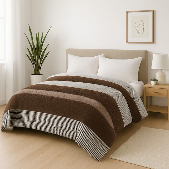 Saray Home Bettbezug Großes Doppelbett 220x240cm Stripe Ivory / Brown 300 GSMGsm