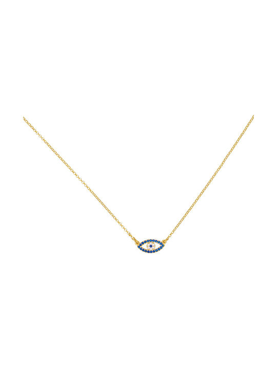 Excite-Fashion Necklace Eye from Gold Plated Silver with Zircon