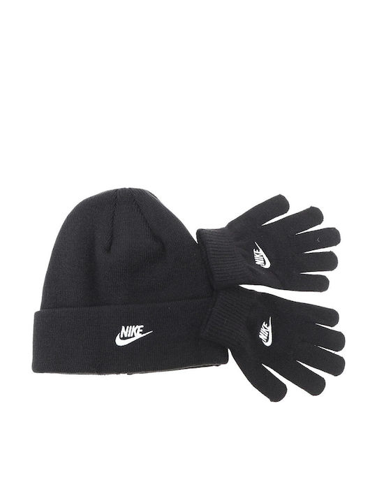 Nike Kinder Mütze Set Gestrickt Schwarz