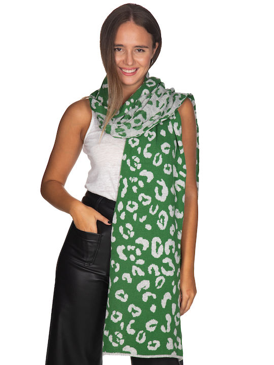 Scarf with cashmere animal - Green 10195