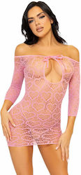 Leg Avenue Heart Net Mini Dress Pink